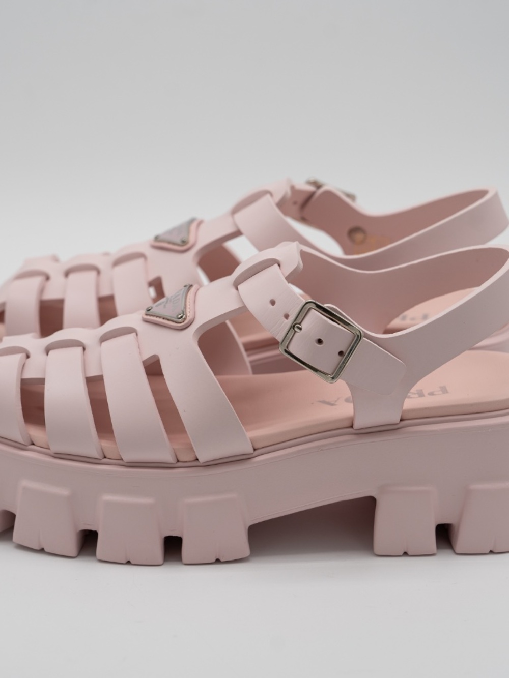 Prada Fisherman Platform Sandals Cage Pink Rubber Women's size 39 eu 9 US - Picture 4 of 12